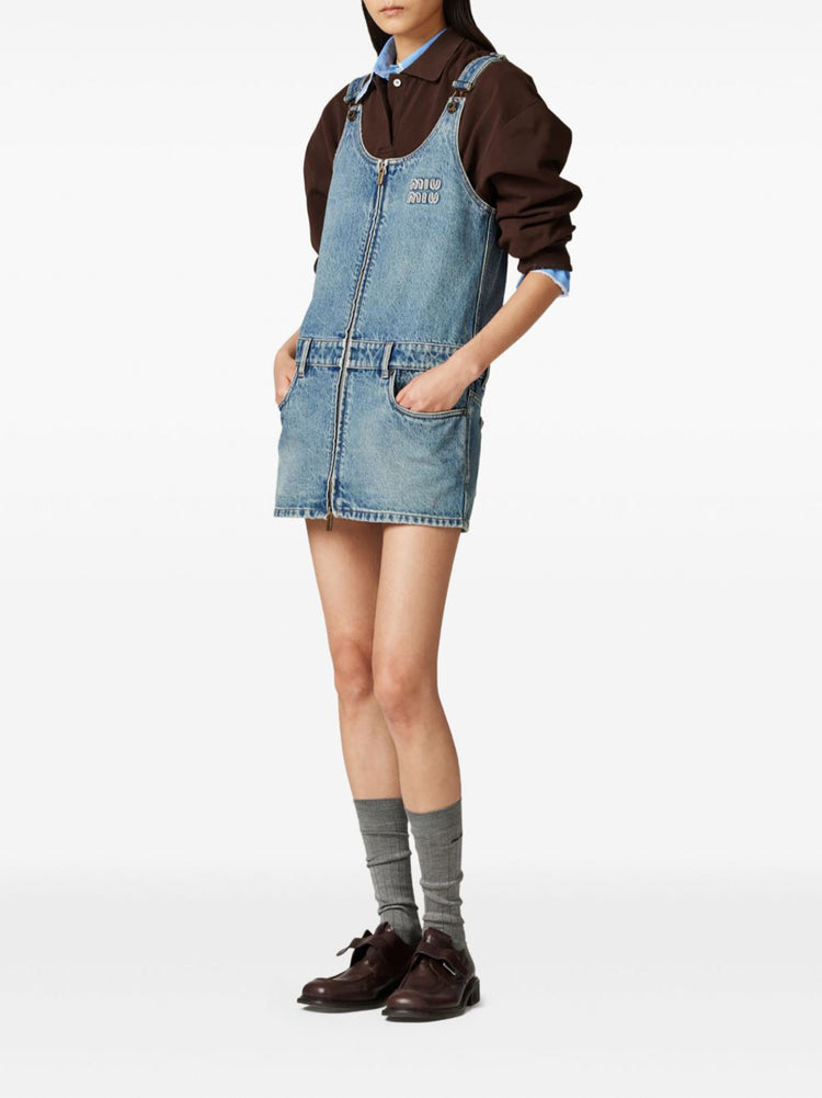 MIXXO[ミッソ] Denim Overall Mini Dress DENIM OVERALL MINI DRESS – Addie rose