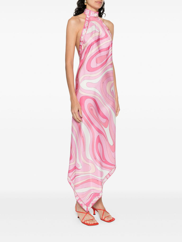 emilio pucci halter dress Vintage Long Cream Vintage World Rocks 6HRH076H822073The model is 178 cm tall and wears Italian size 38 Pucci | Iride-Print Silk Halter