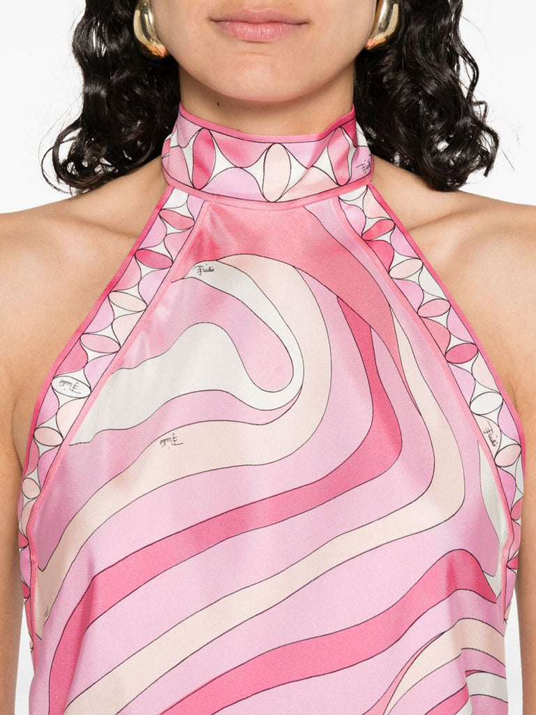 Iride-Print Silk Halter Dress Iride-Print Silk Halter Dress