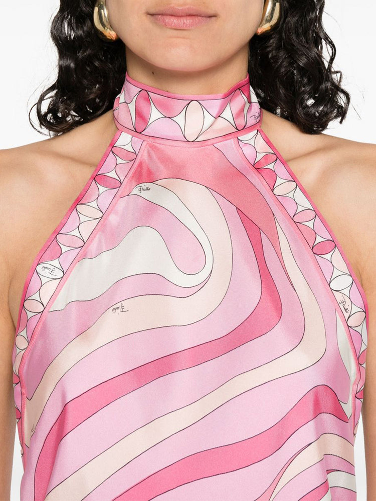 2000s theme dress Y2K Emilio Pucci Sheer Silk Print Backless Dress – Vintage by Misty