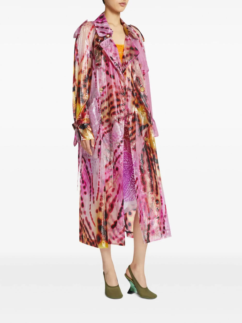 Risto Sheer Tie-Dye Trench Coat
