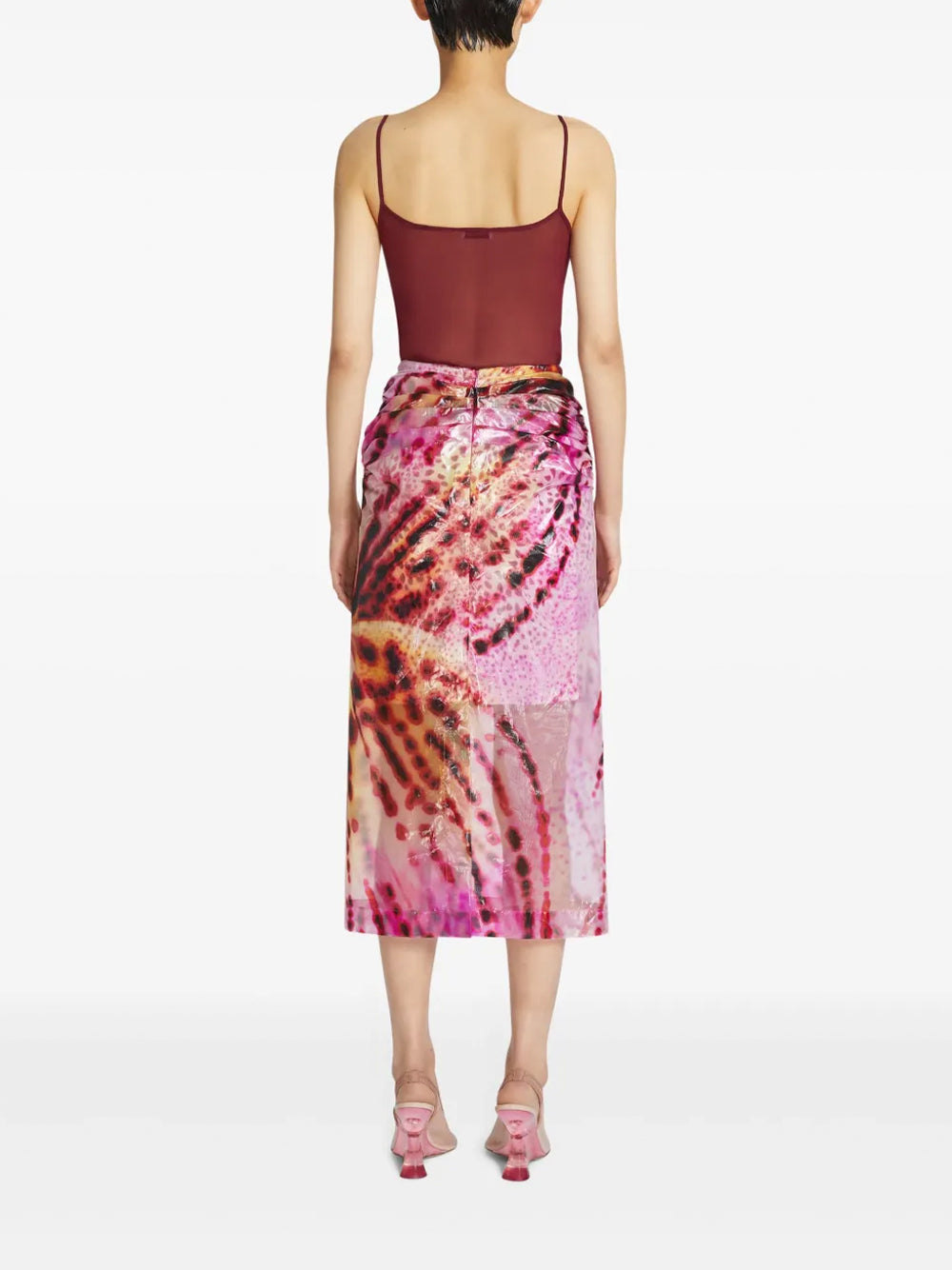 Sami Sheer Printed Midi Skirt