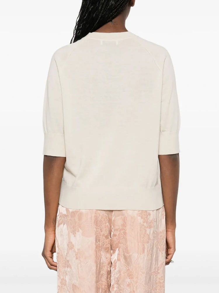DRIES VAN NOTEN ホワイト サスペンダー Dries van Noten | Tuan Short-Sleeve Wool Sweater – Kirna Zabête