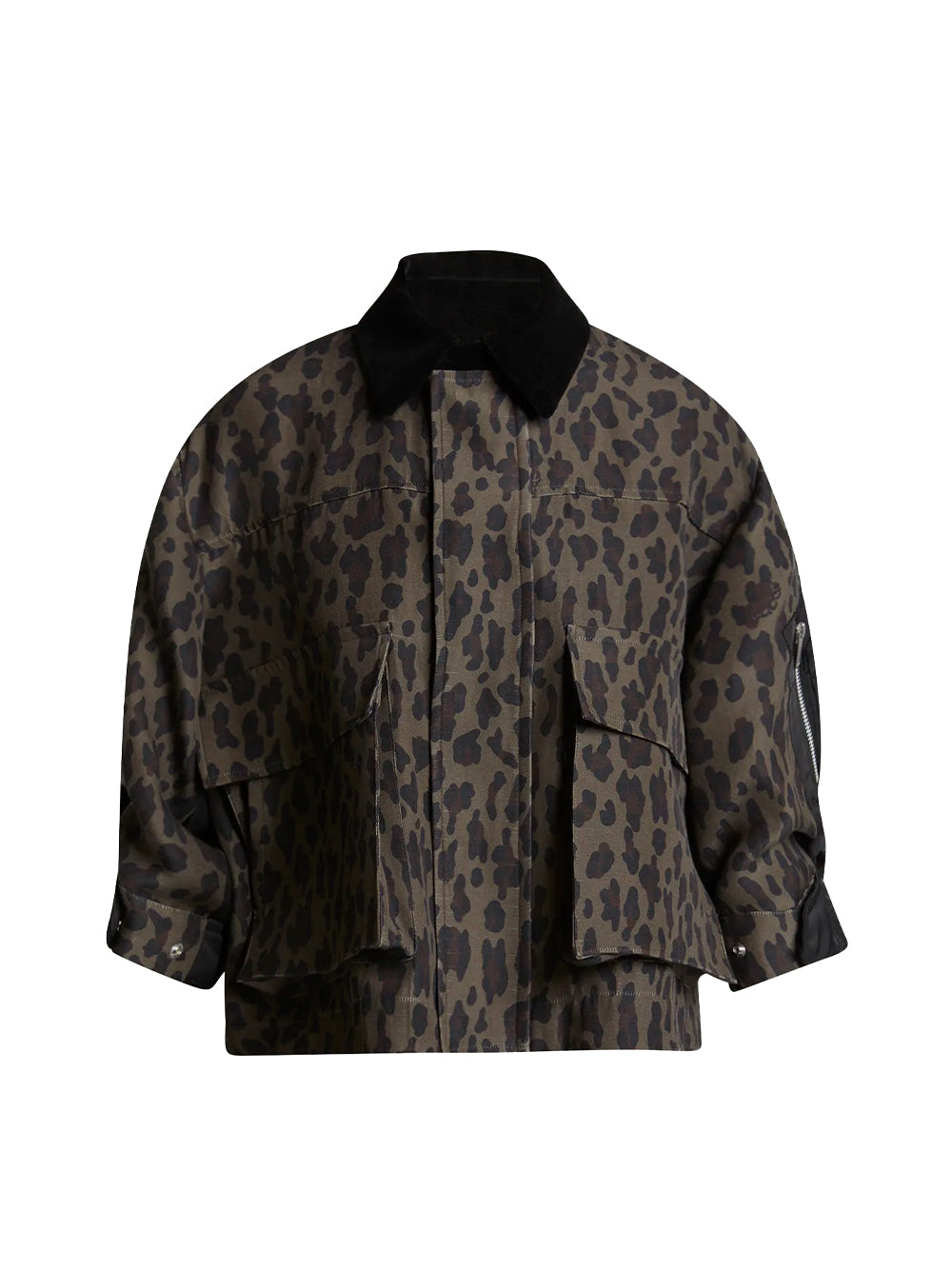Leopard Print x Nylon Twill Jacket