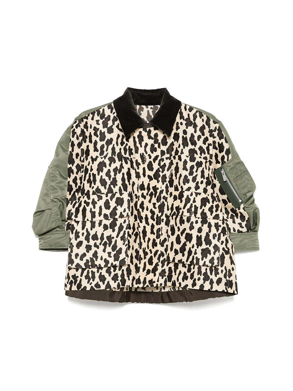 Leopard Print x Nylon Twill Jacket