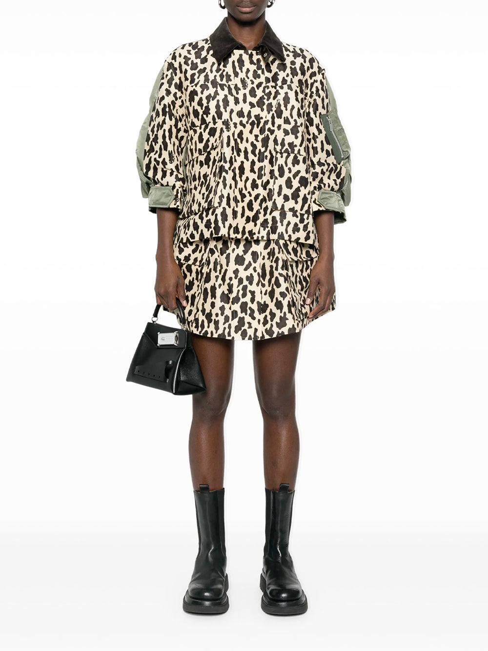 Leopard Print x Nylon Twill Jacket