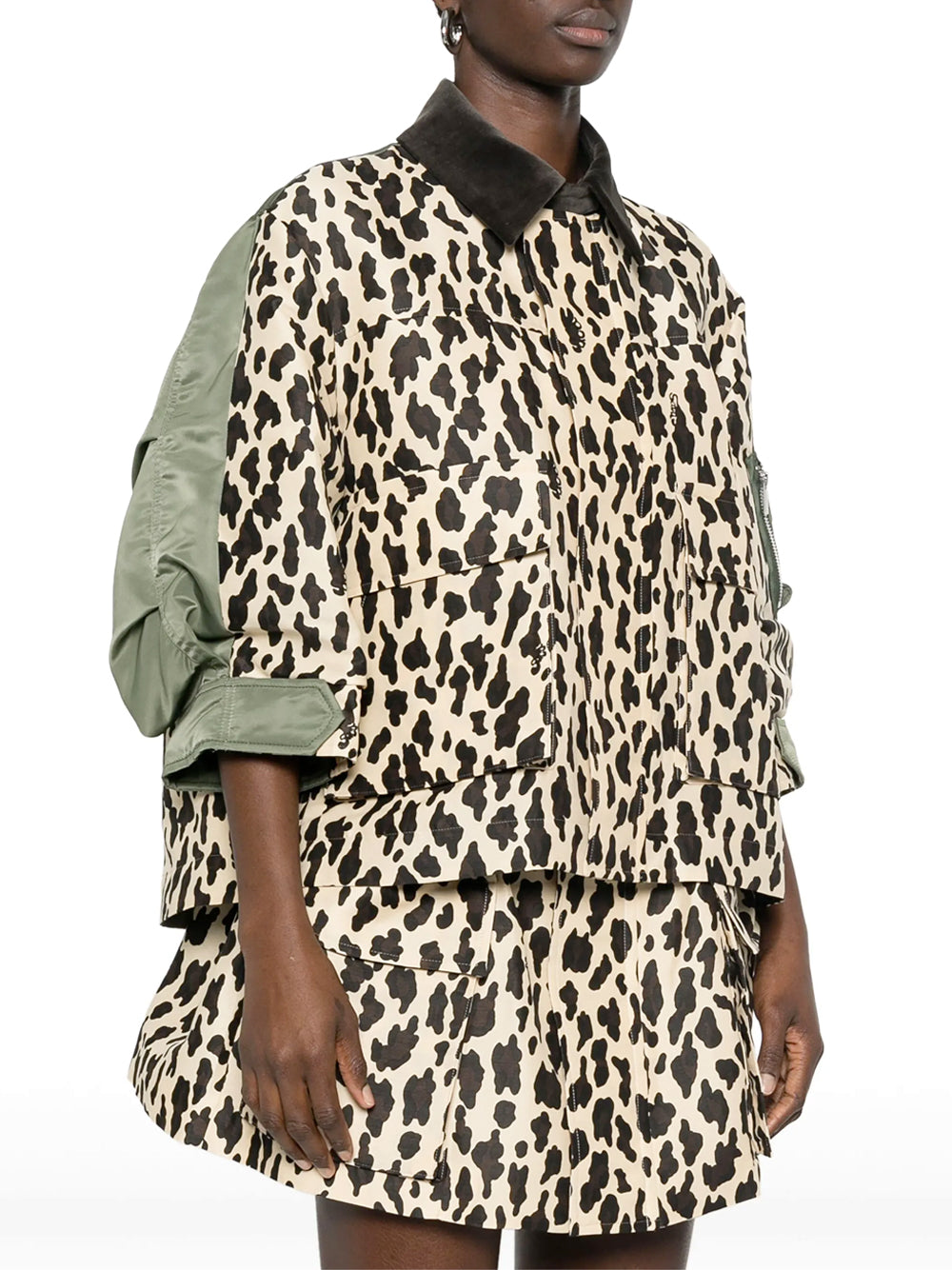 Leopard Print x Nylon Twill Jacket