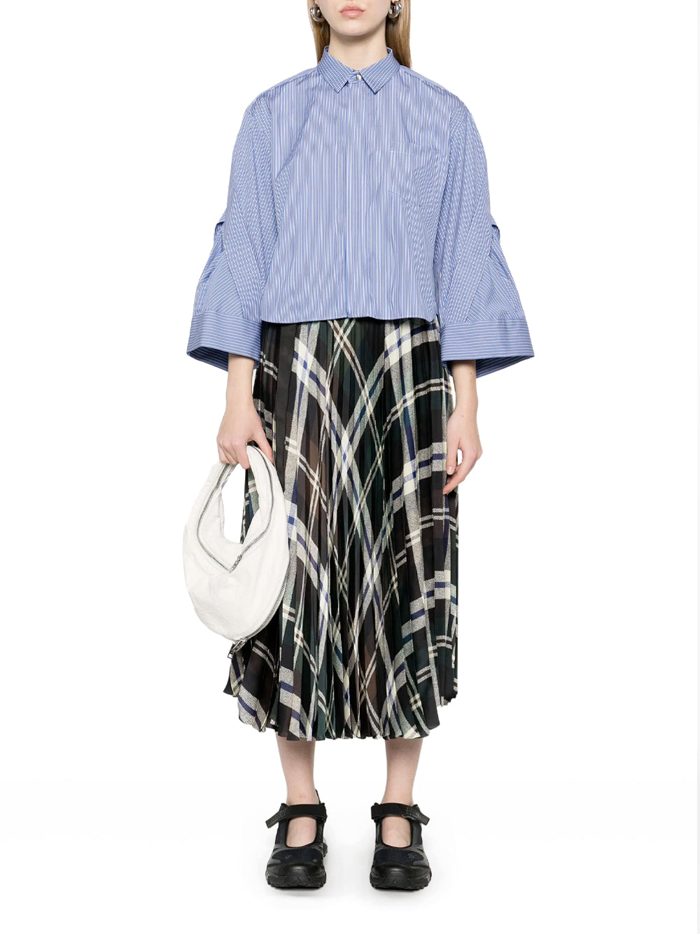 Cropped Striped Poplin Shirt