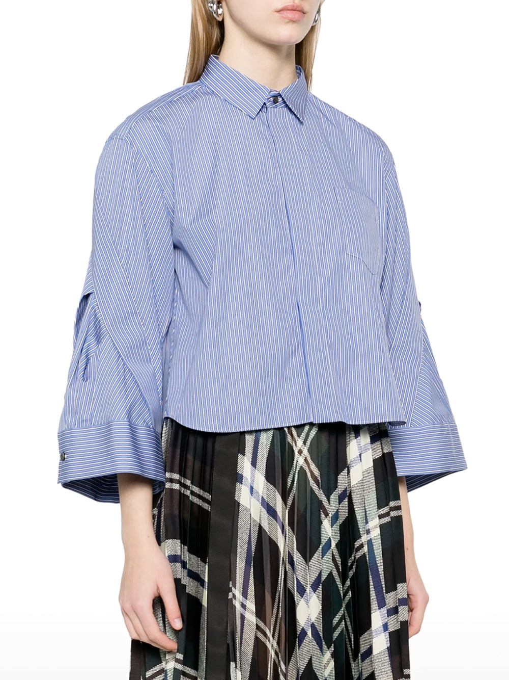 Cropped Striped Poplin Shirt