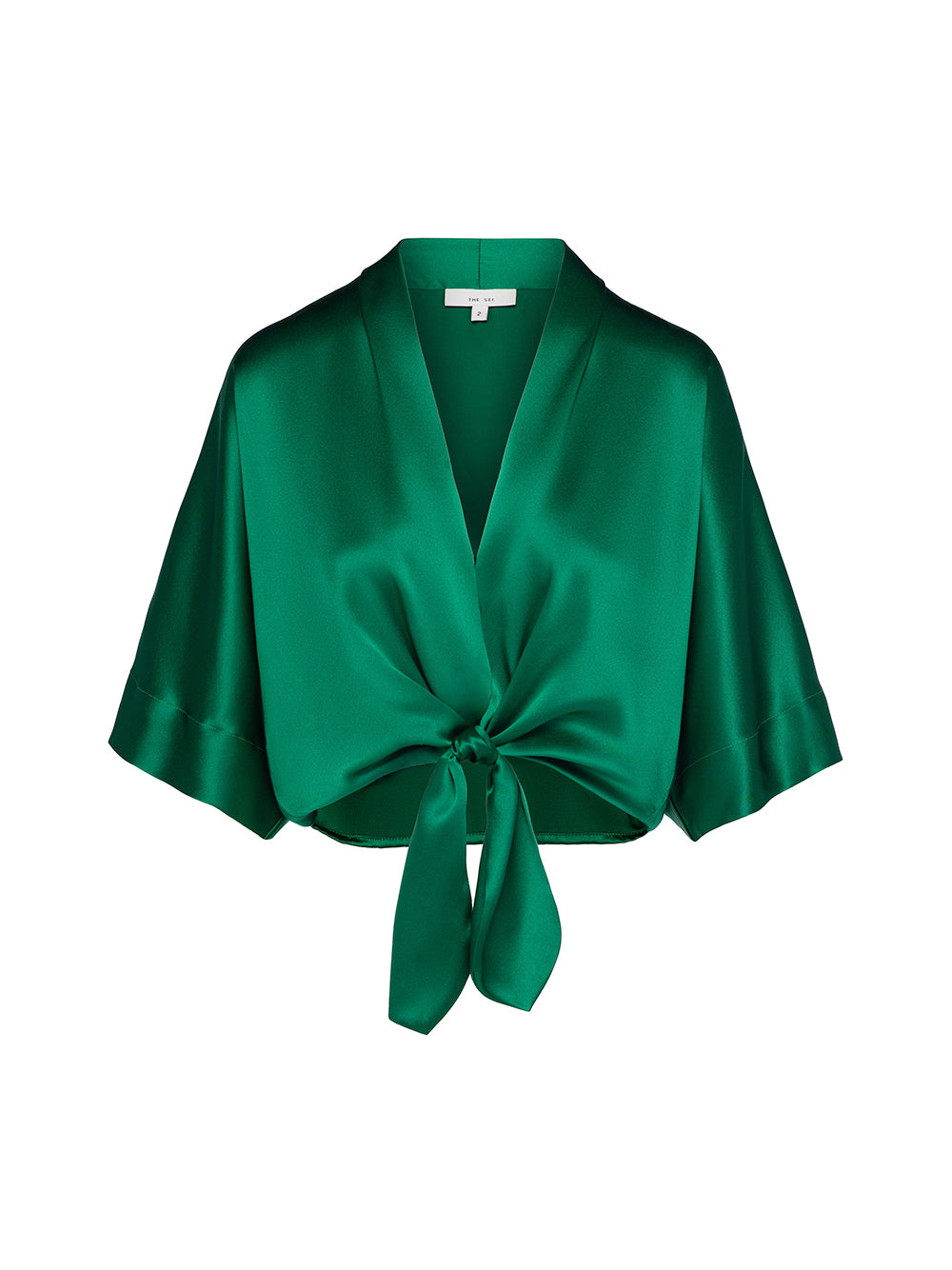 Dolman Tie-Front Silk Blouse
