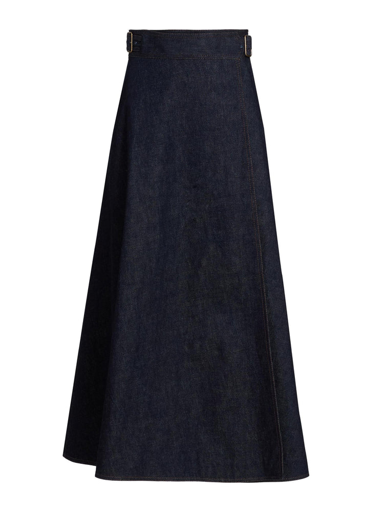 Adam Lippes Women's Caspian Denim Wrap Skirt - Indigo