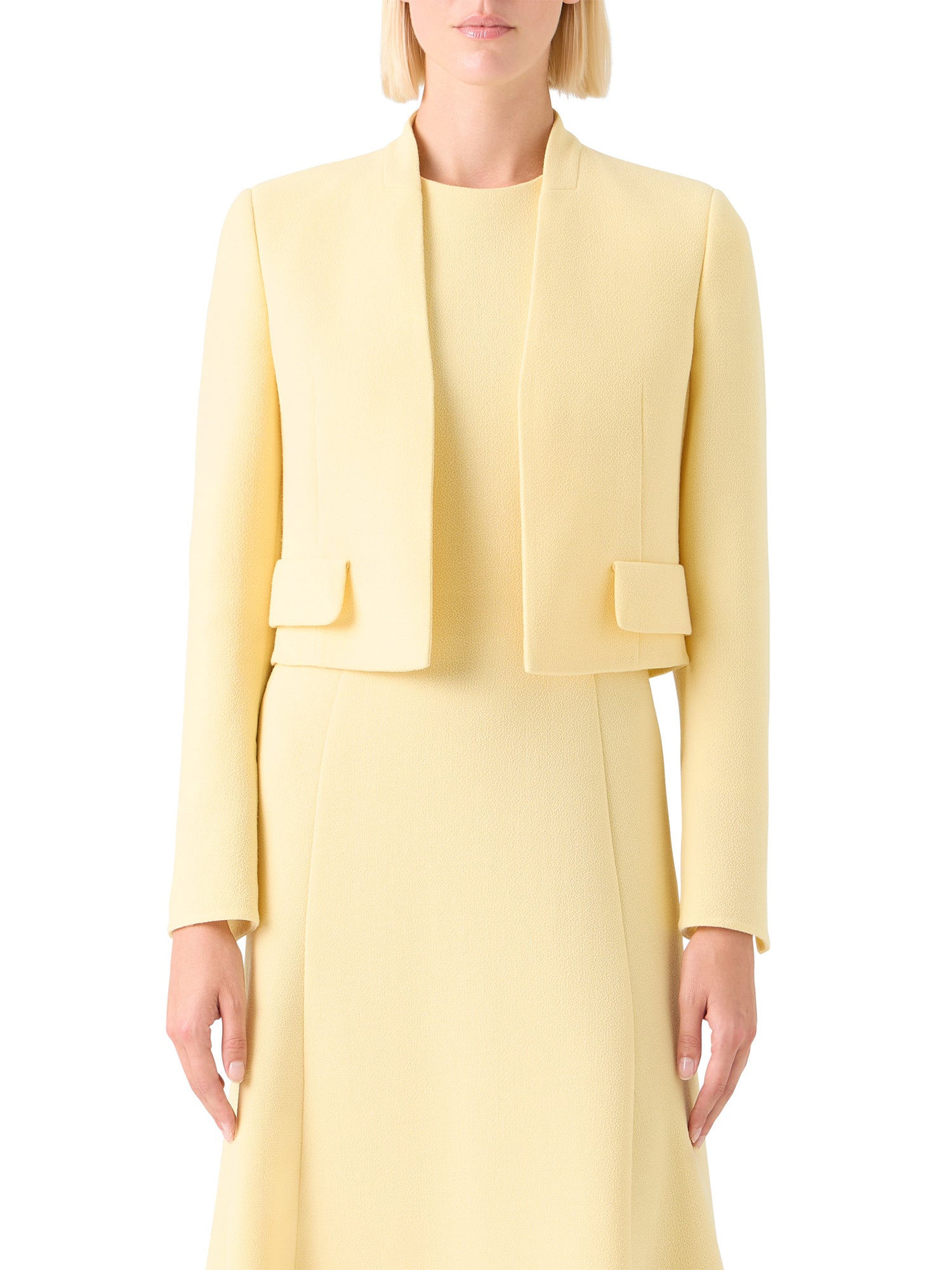 Helena Wool Crepe Open-Front Short Jacket