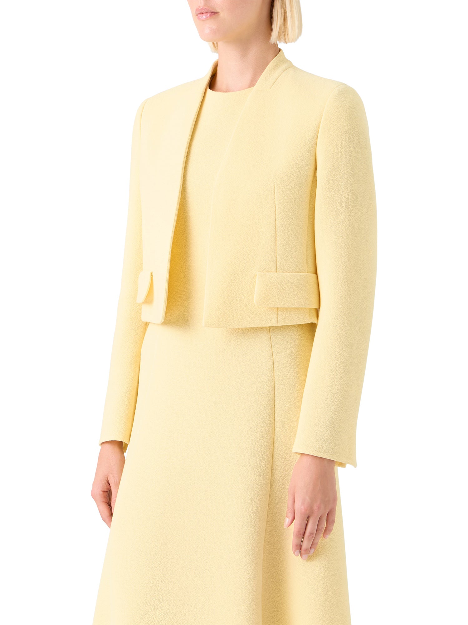 Helena Wool Crepe Open-Front Short Jacket