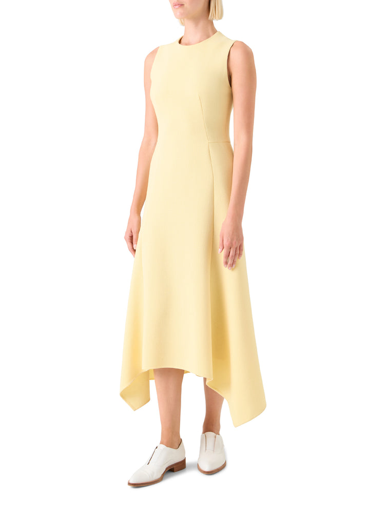 Akris | Asymmetric Wool Crpe Double-Face Midi Dress Yellow / US 6 Akris | Asymmetric Wool Crpe Double-Face Midi Dress Yellow / US 6