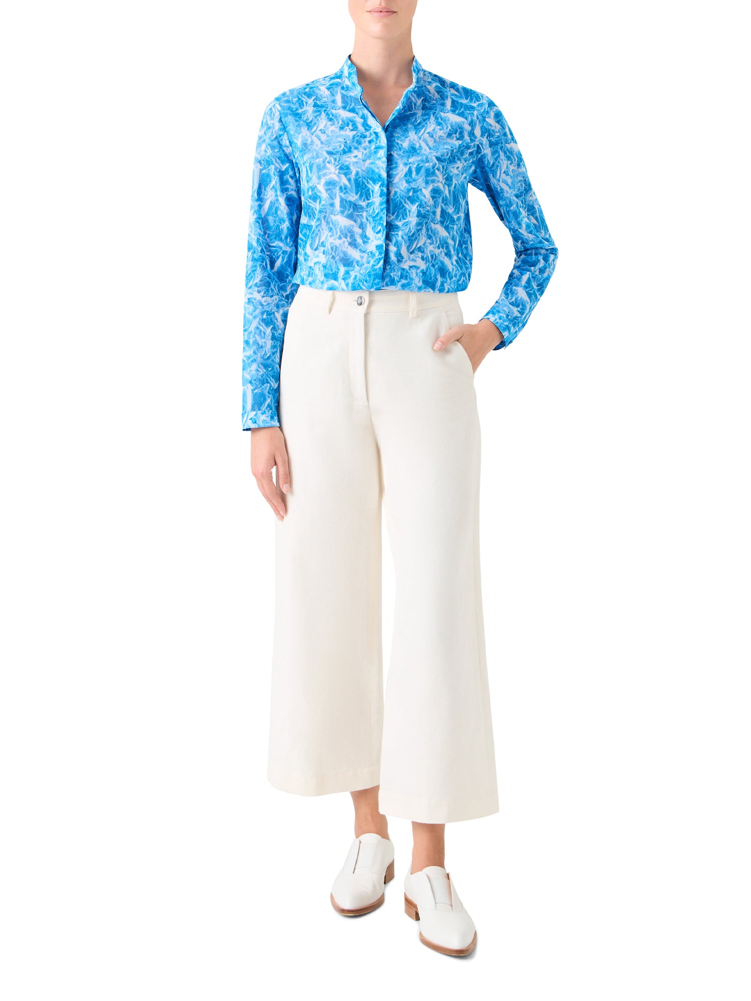Whitecaps Printed Cotton Voile Tunic Blouse