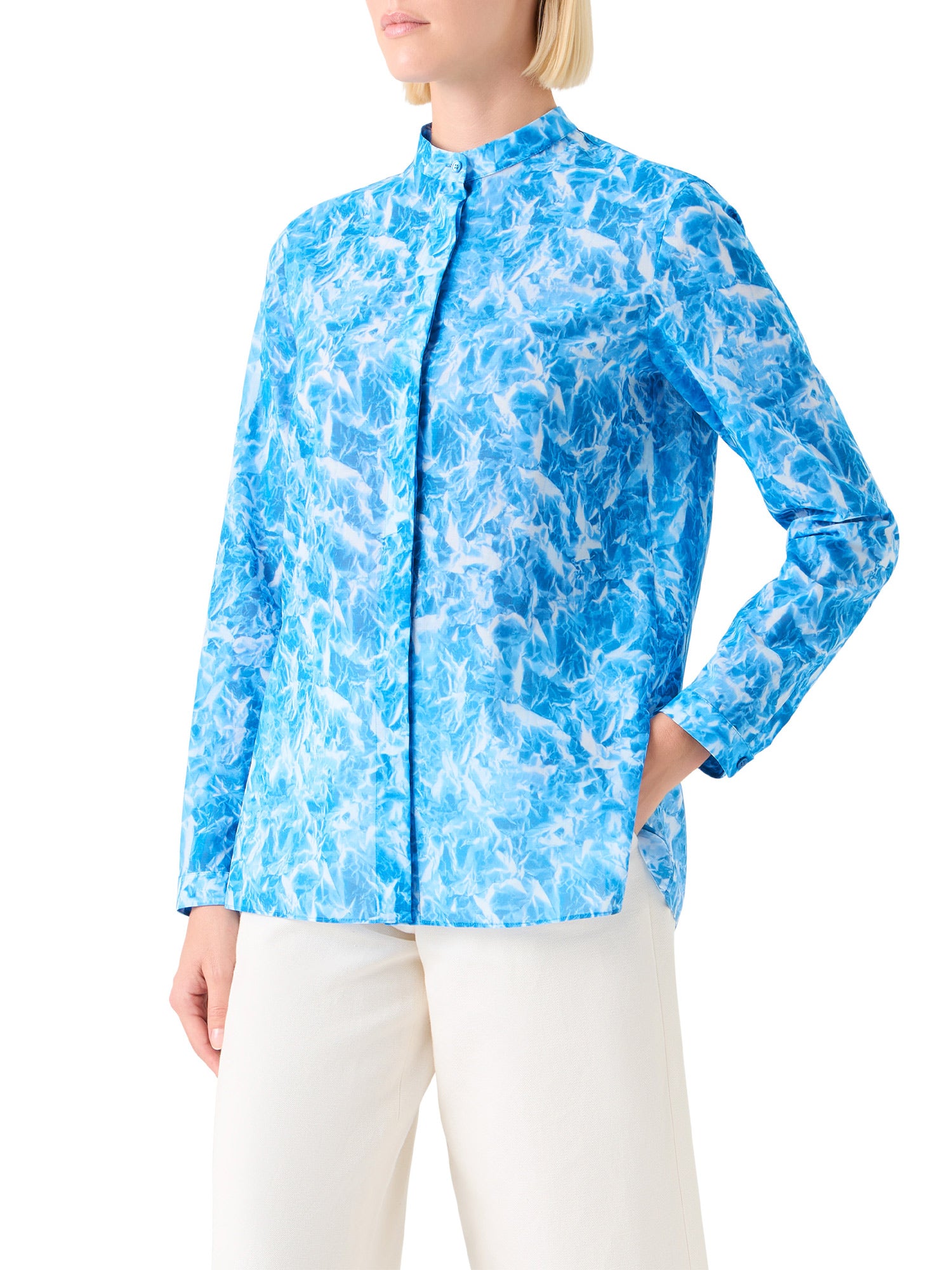 Whitecaps Printed Cotton Voile Tunic Blouse