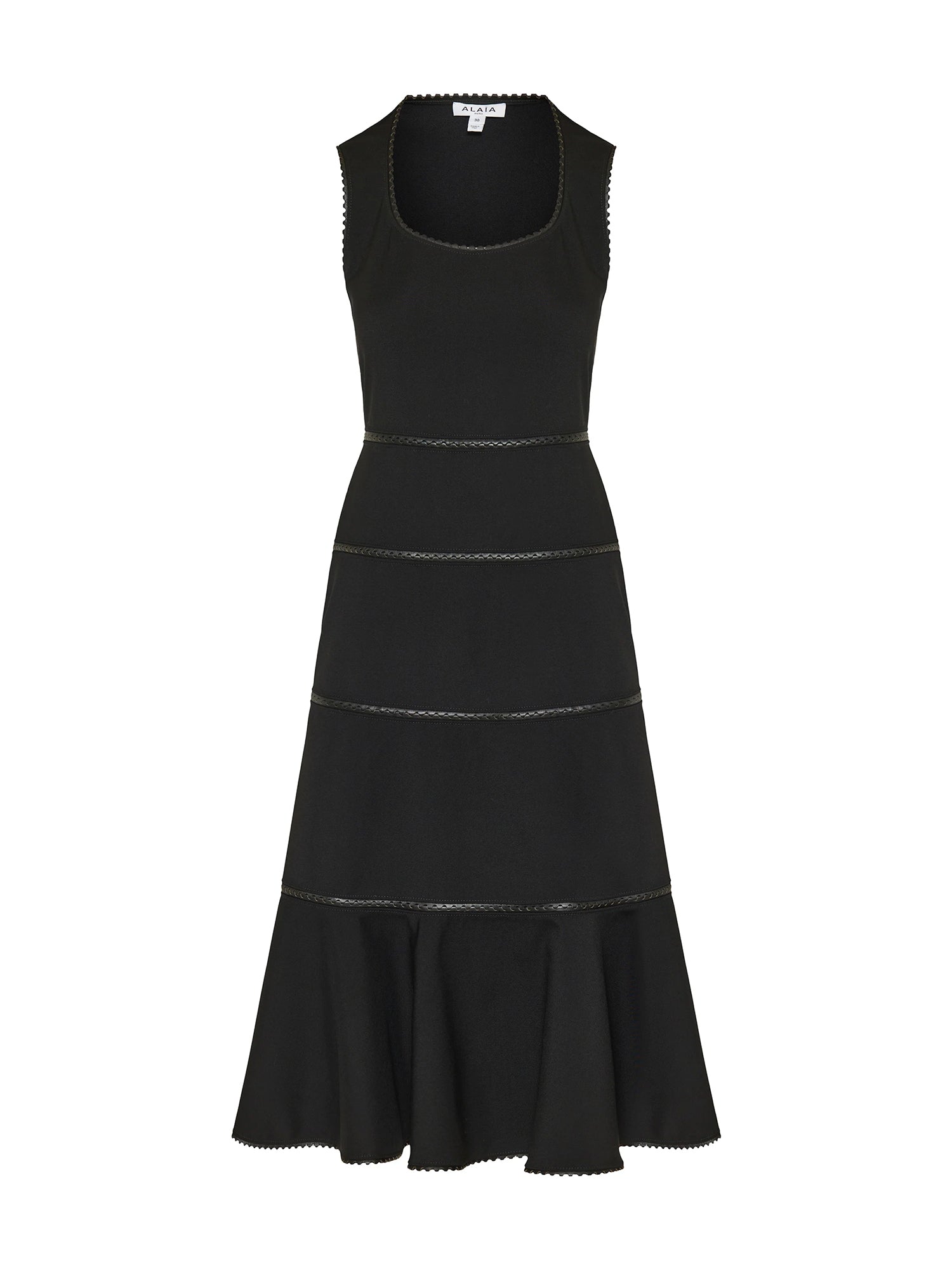 Charnière Leather-Trim Wool Midi Dress