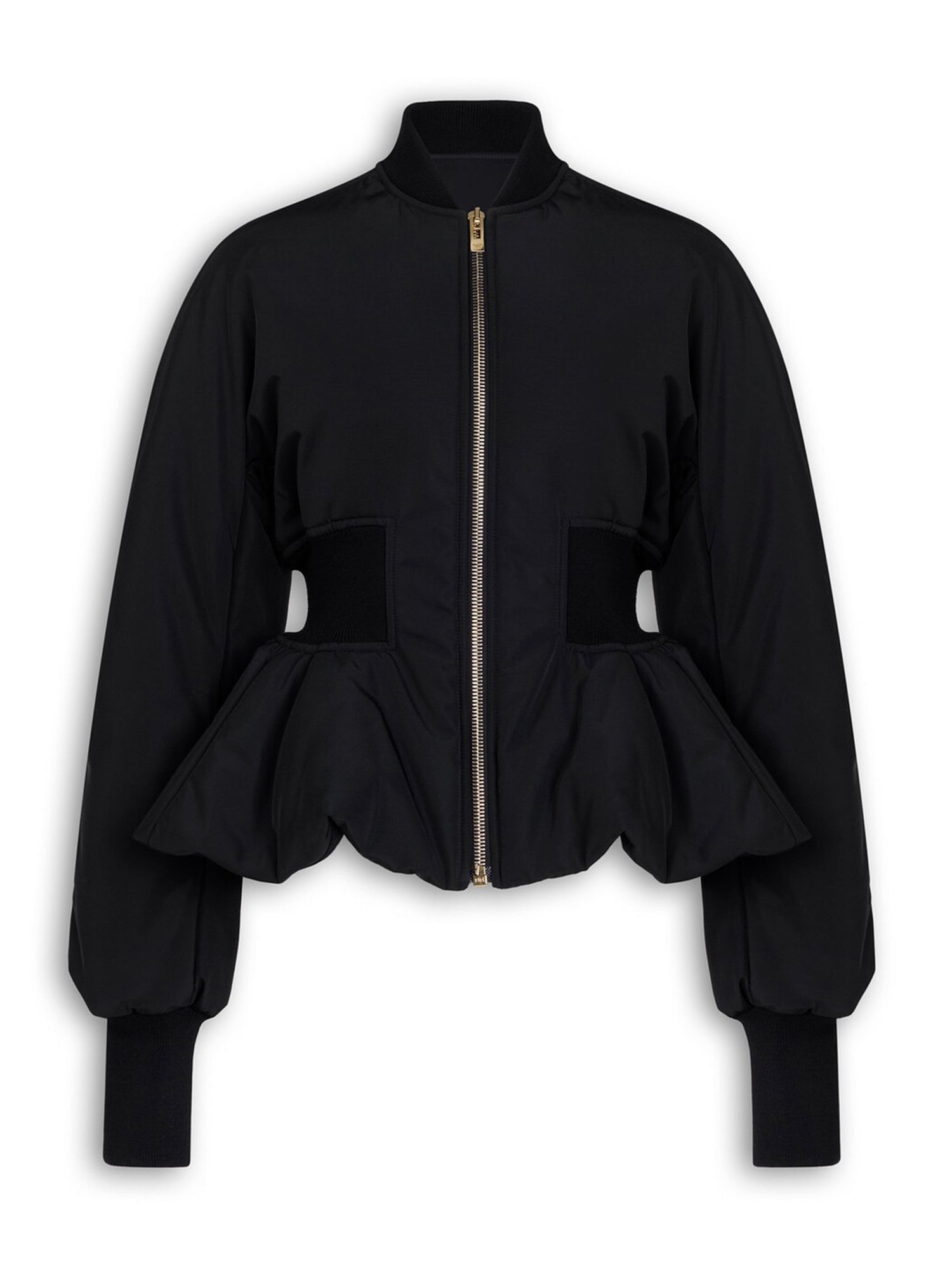 Nylon Peplum Bomber Jacket