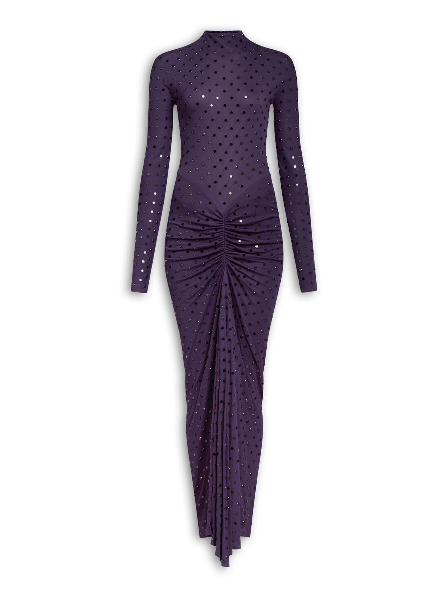 Draped Fluid Strass Jersey Dress