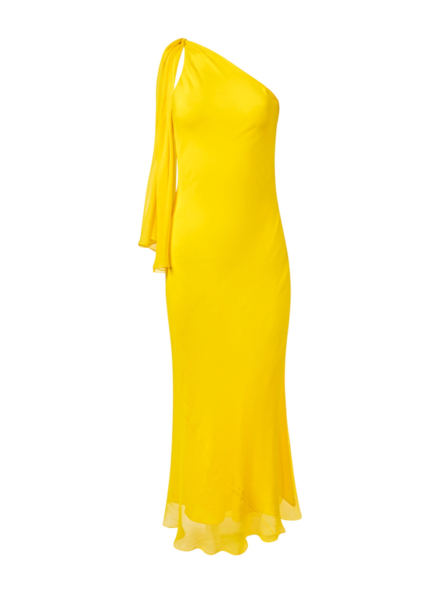 One Shoulder Chiffon Midi Dress
