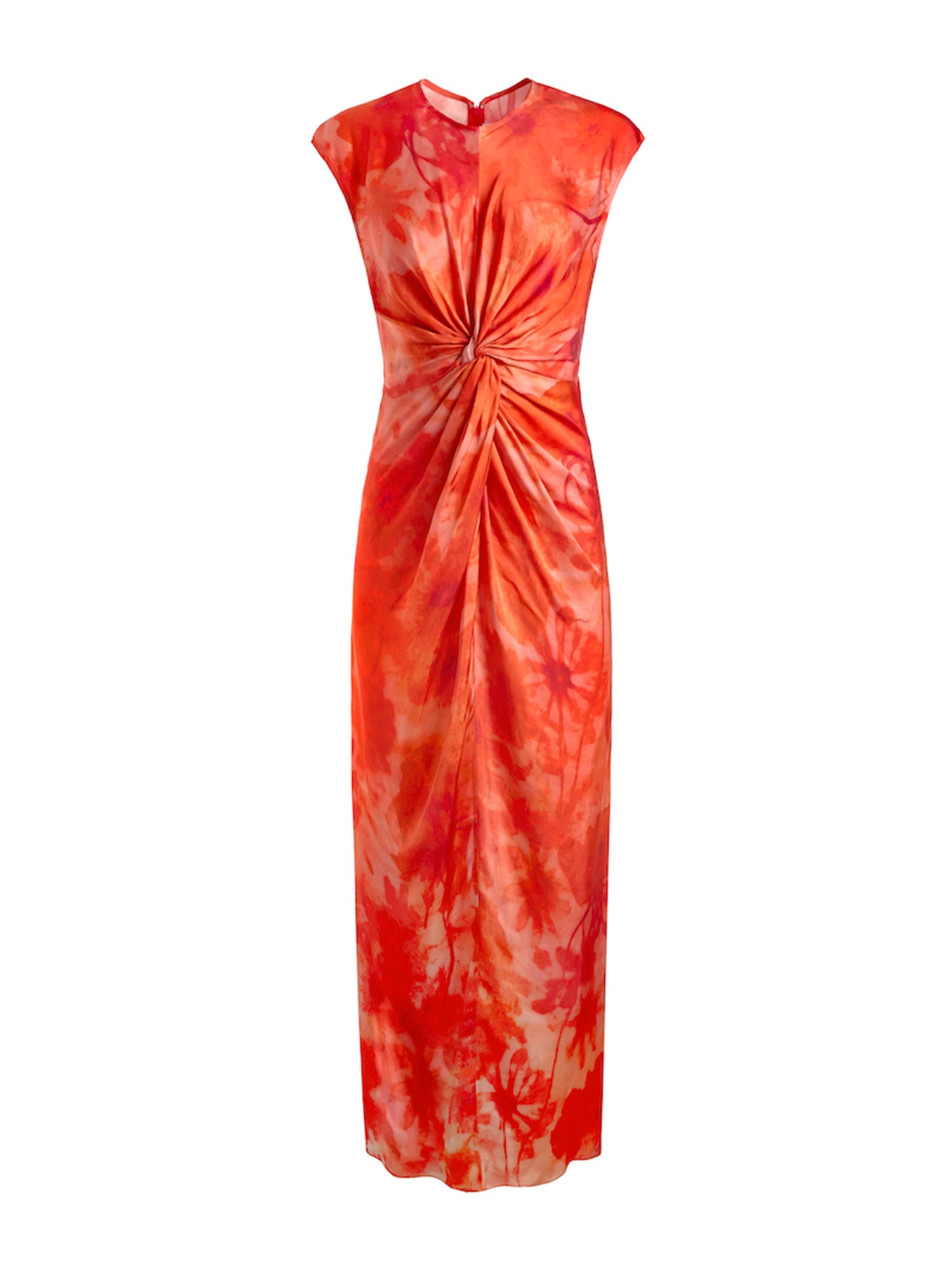 Twist-Front Satin Midi Dress