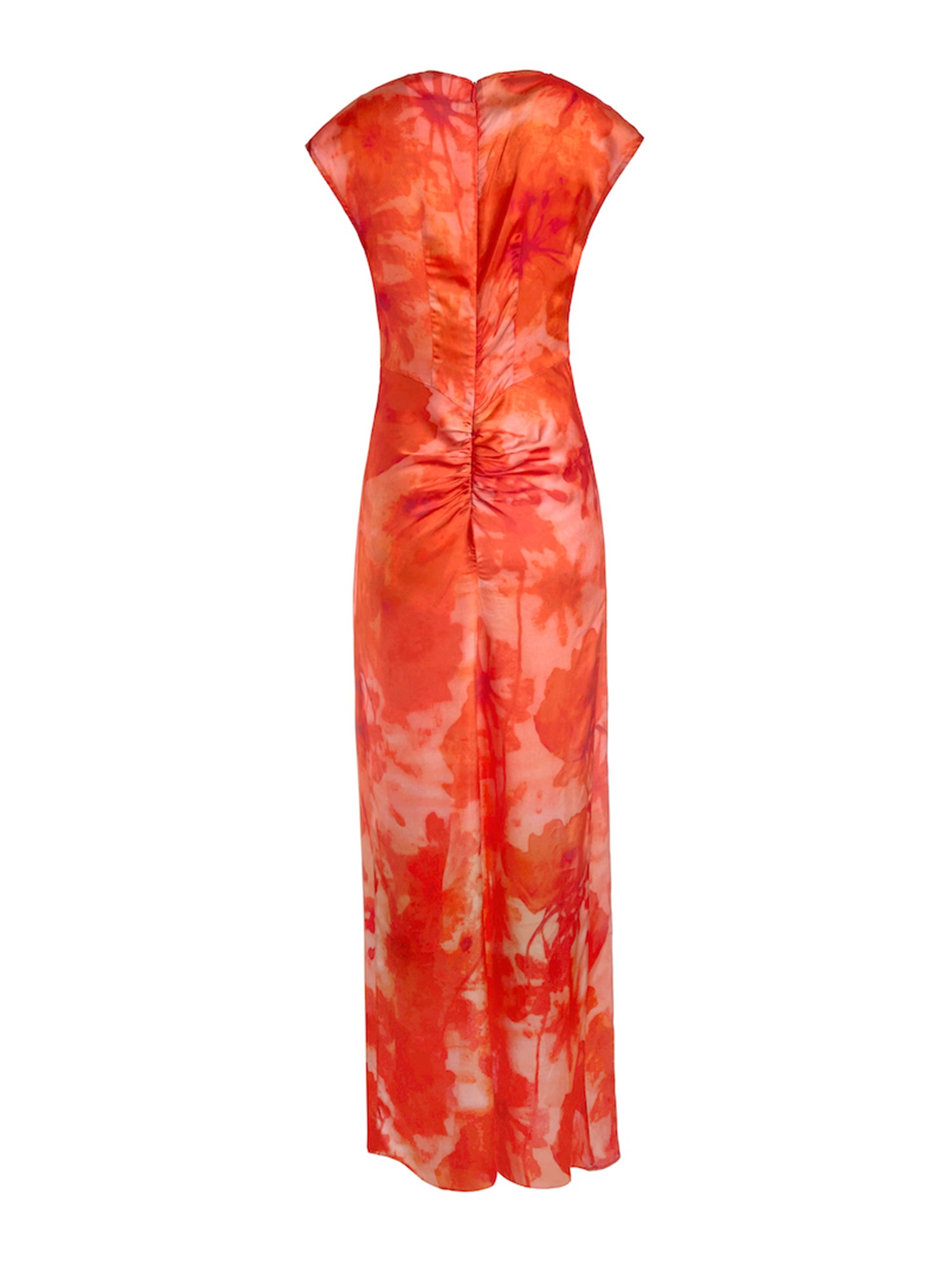 Twist-Front Satin Midi Dress