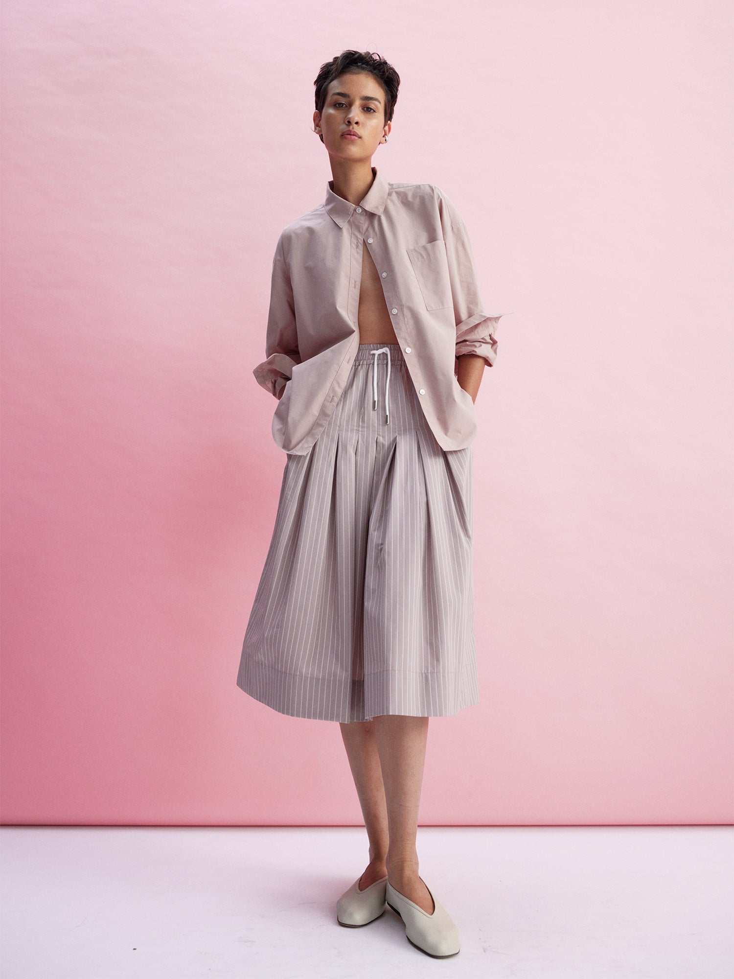 Gates Striped Full Midi Skirt