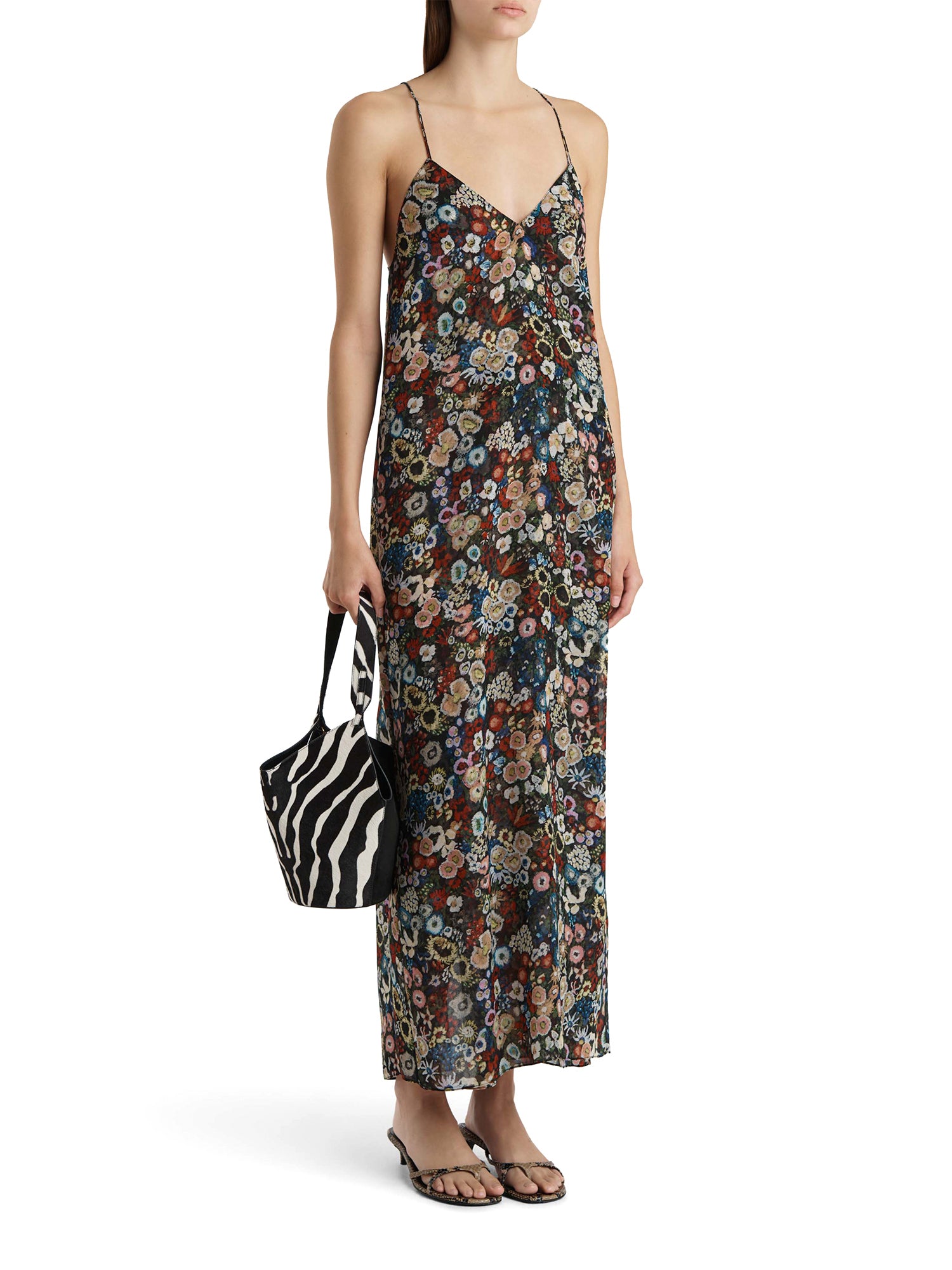 Taja Floral Silk Chiffon Midi Dress