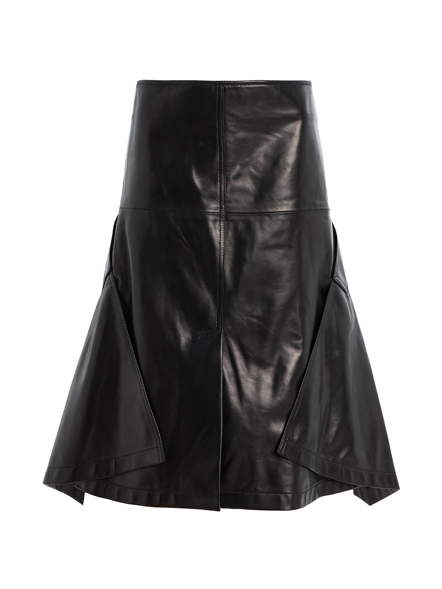 Frankie Cascade-Hem Leather Skirt