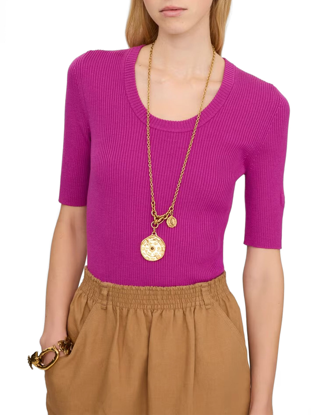 Short-Sleeve Wool Sweater