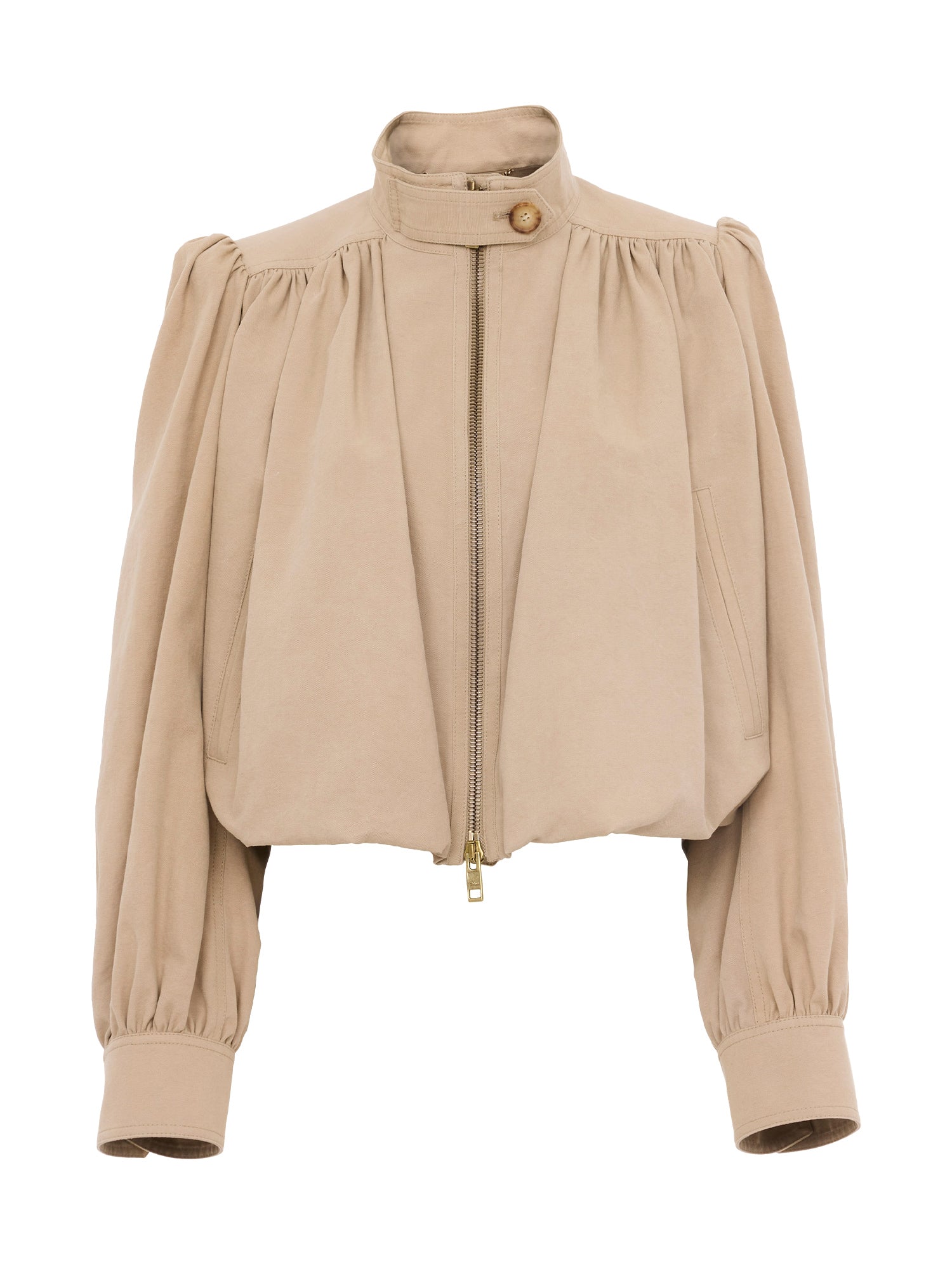Cotton Canvas Gathered Boule Jacket