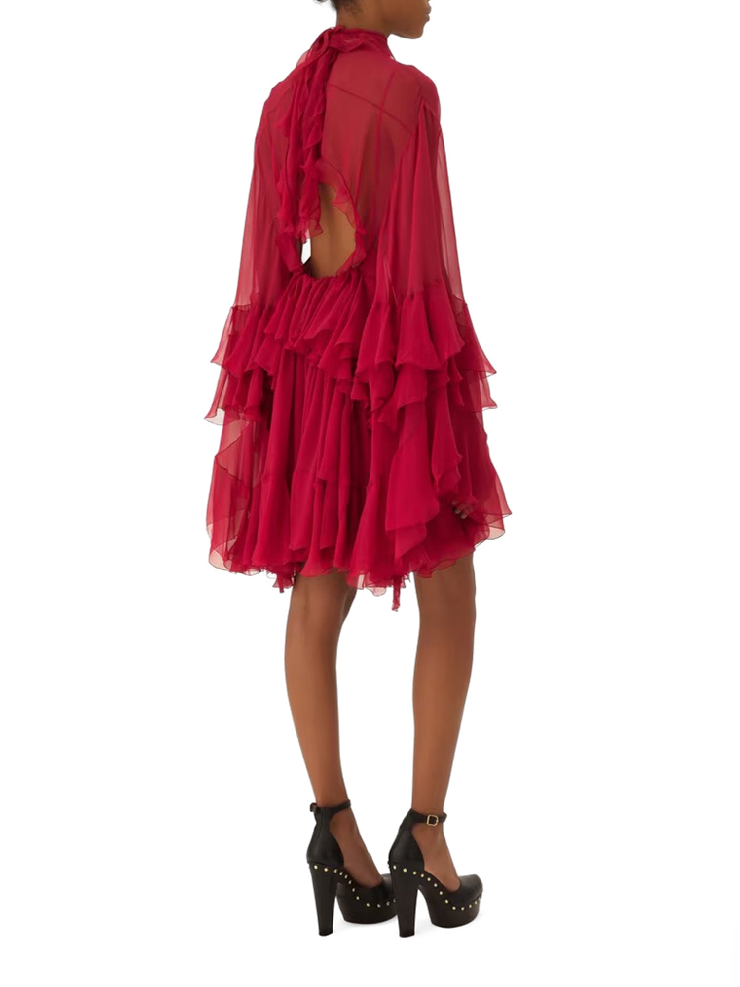 Silk Mousseline Ruffled Mini Dress