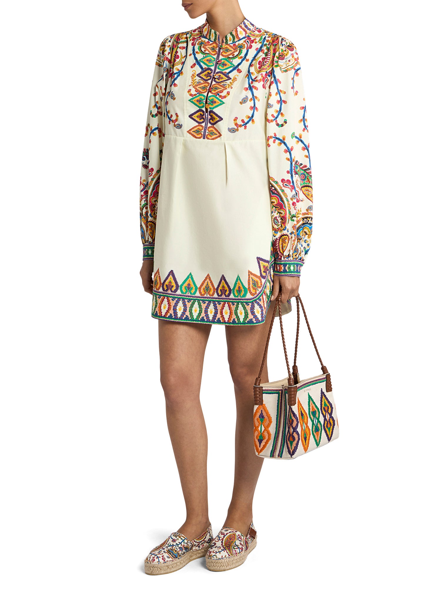 Floral Paisley A-Line Cotton Mini Dress