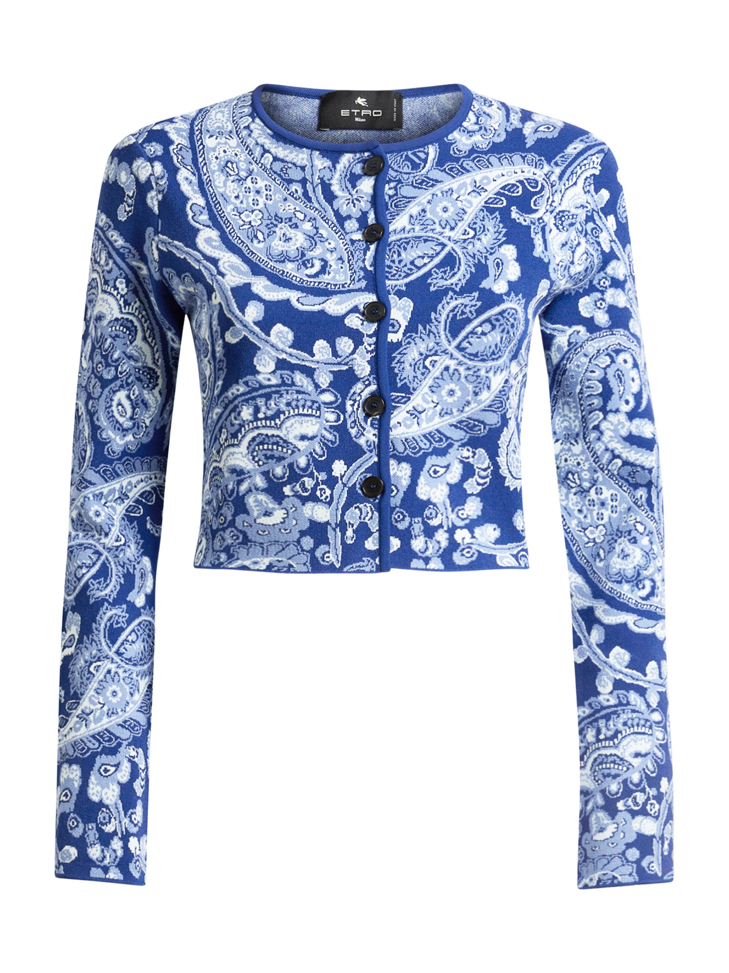 Paisley Cropped Jacquard Cardigan