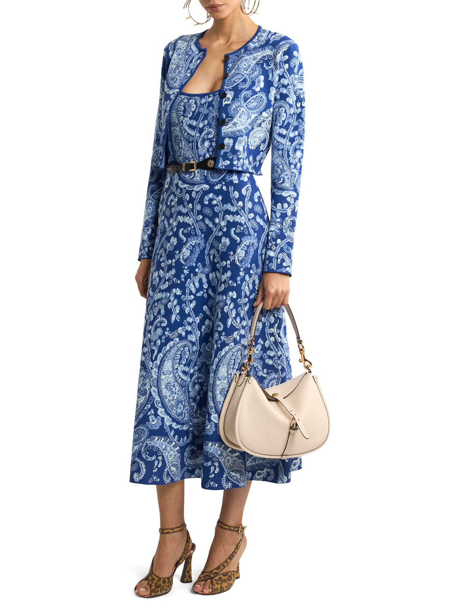 Paisley Cropped Jacquard Cardigan