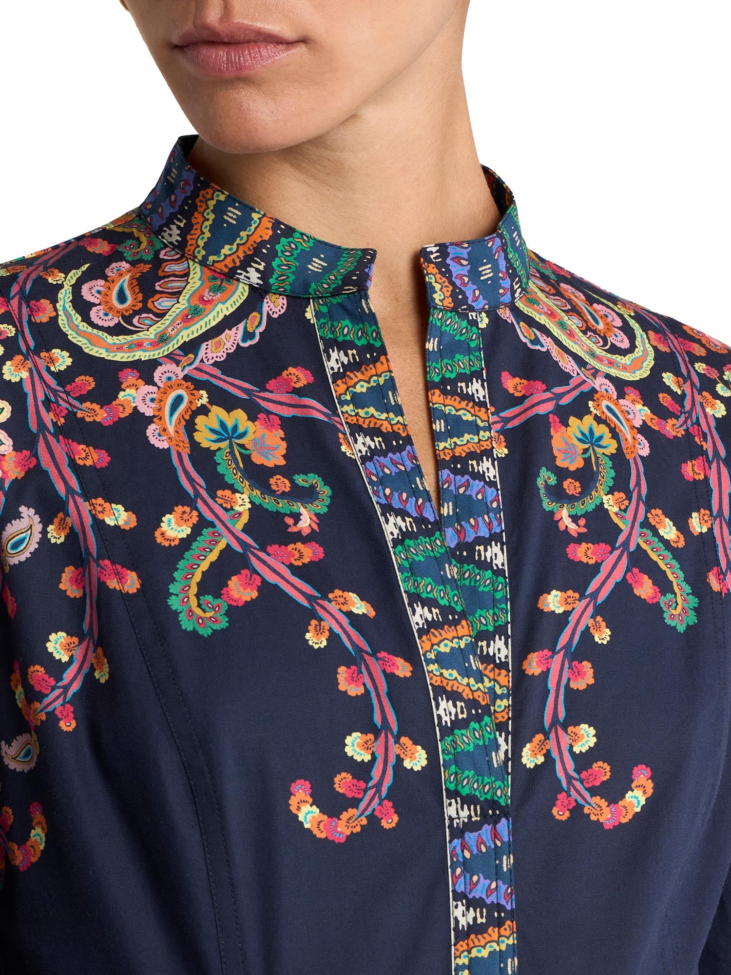 Floral Paisley Cotton Flounced Maxi Shirtdress