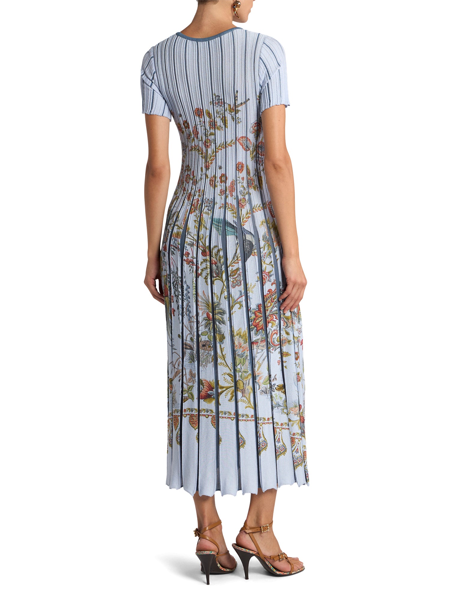 Paisley Pleated Knit Midi Dress