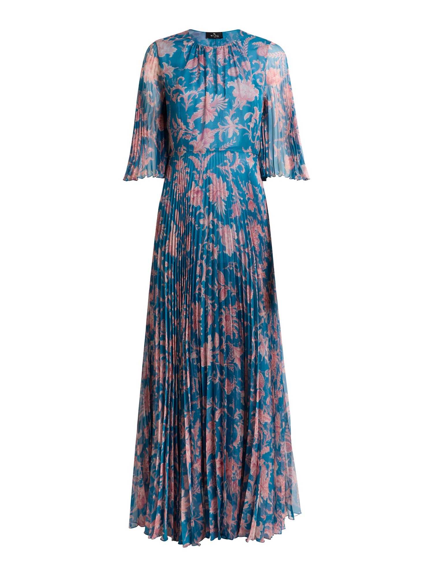 Etro Pleated Paisley Maxi Dress, Print On Blue, Women's, 42, Casual & Work Dresses Maxi Dresses