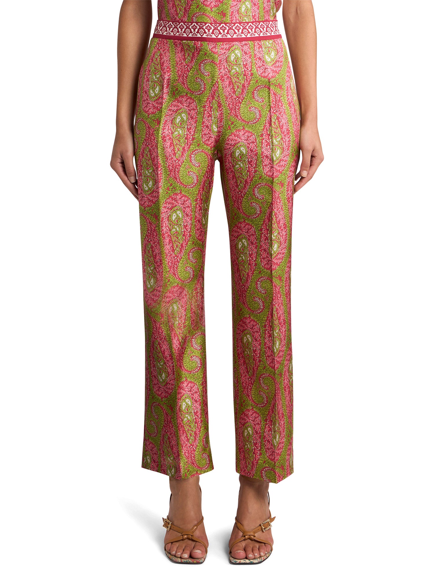 Paisley Satin Bootcut Trousers