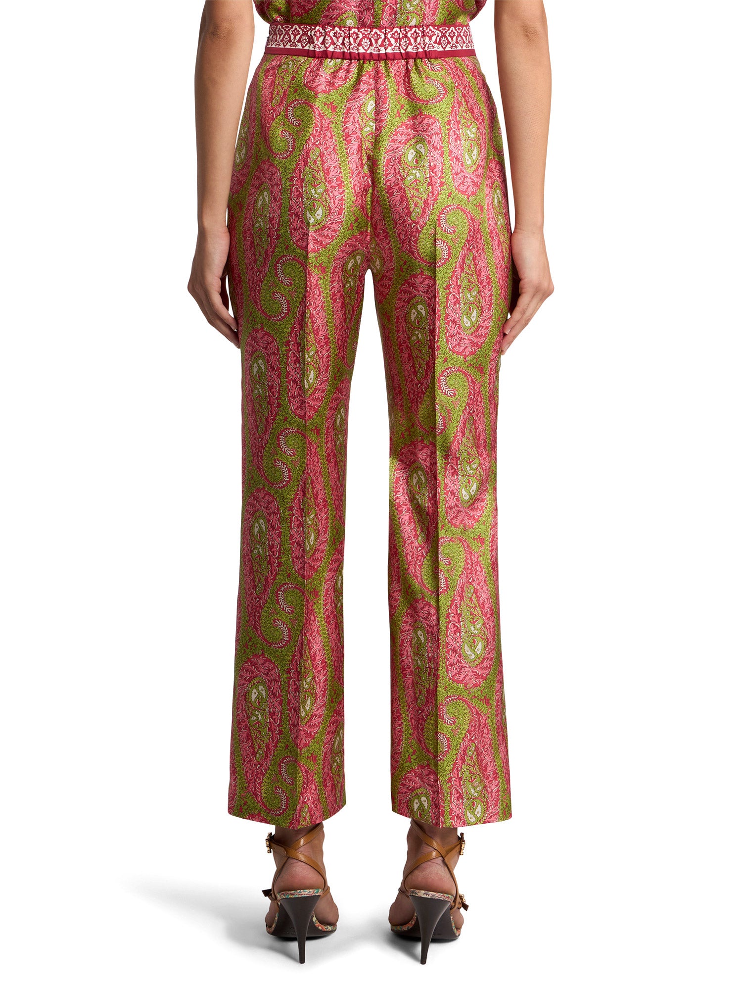 Paisley Satin Bootcut Trousers