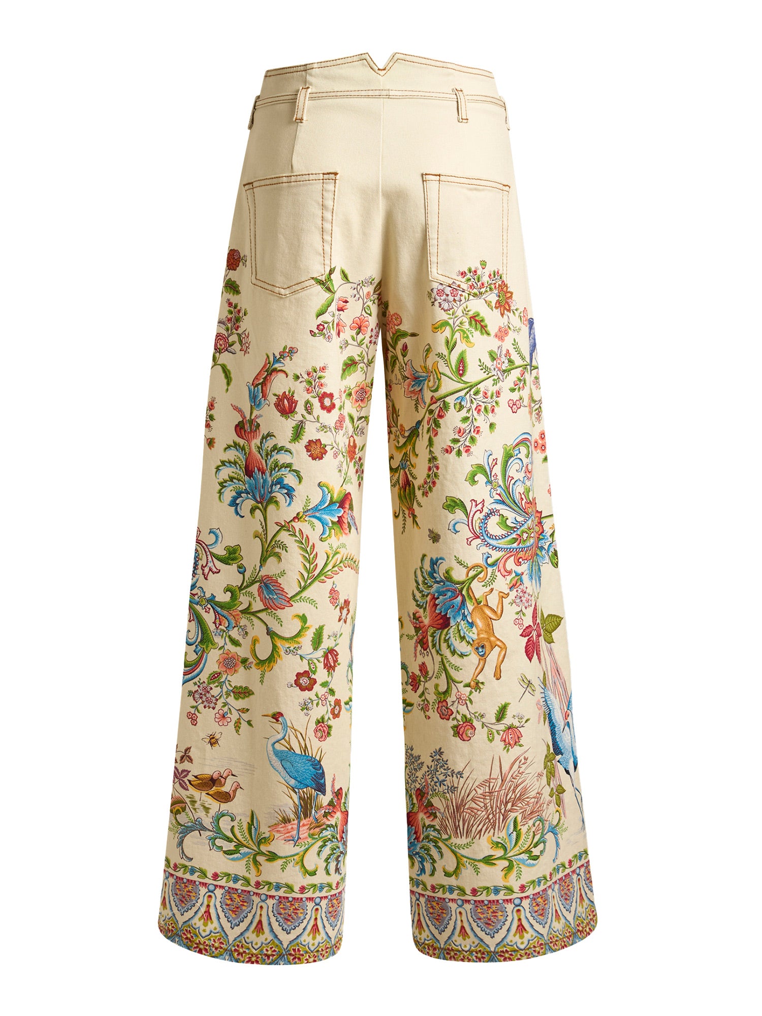 Belted Floral Wide-Leg Jeans