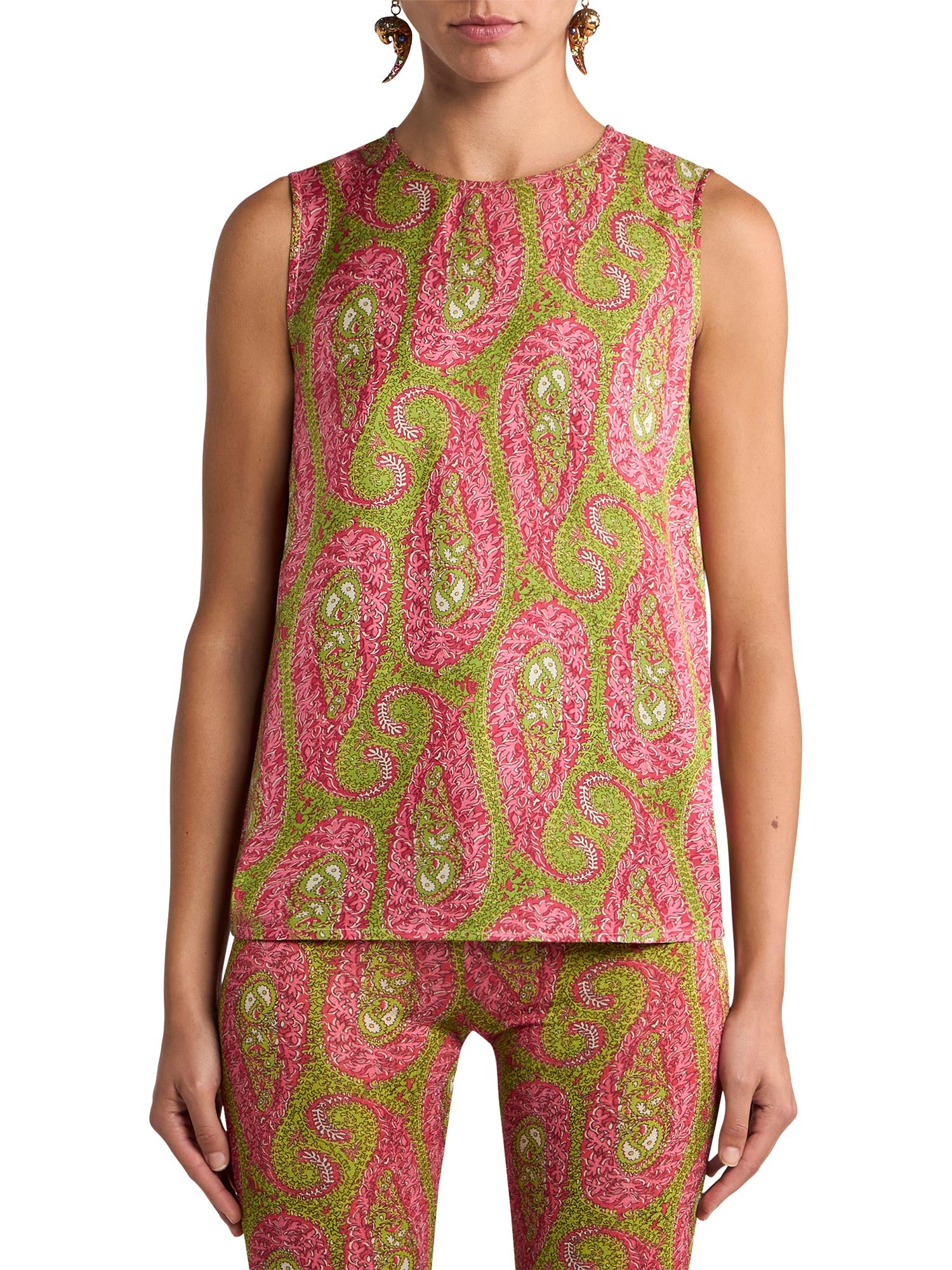 Paisley Satin Sleeveless Top