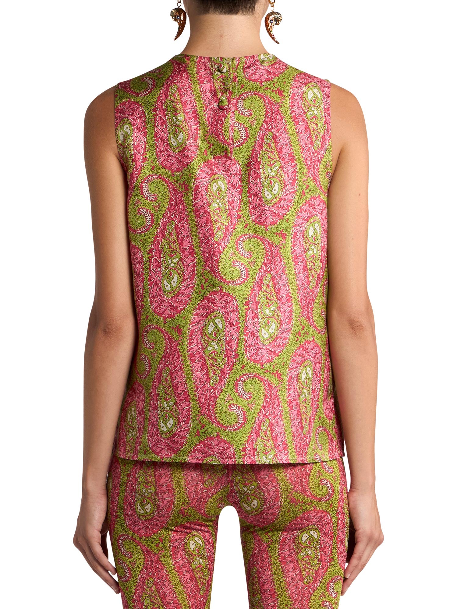 Paisley Satin Sleeveless Top