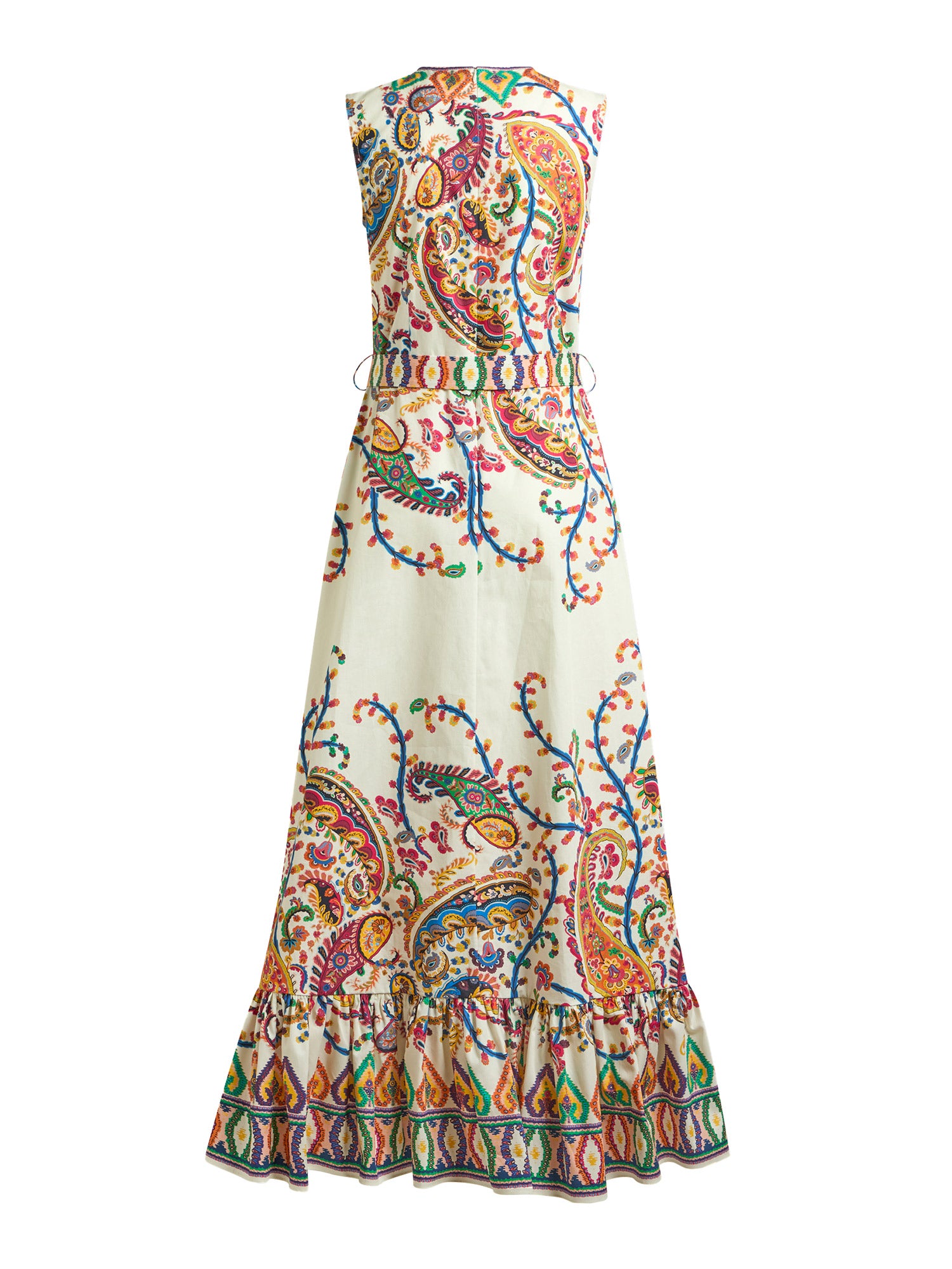Floral Paisley A-Line Cotton Flounced Maxi Dress