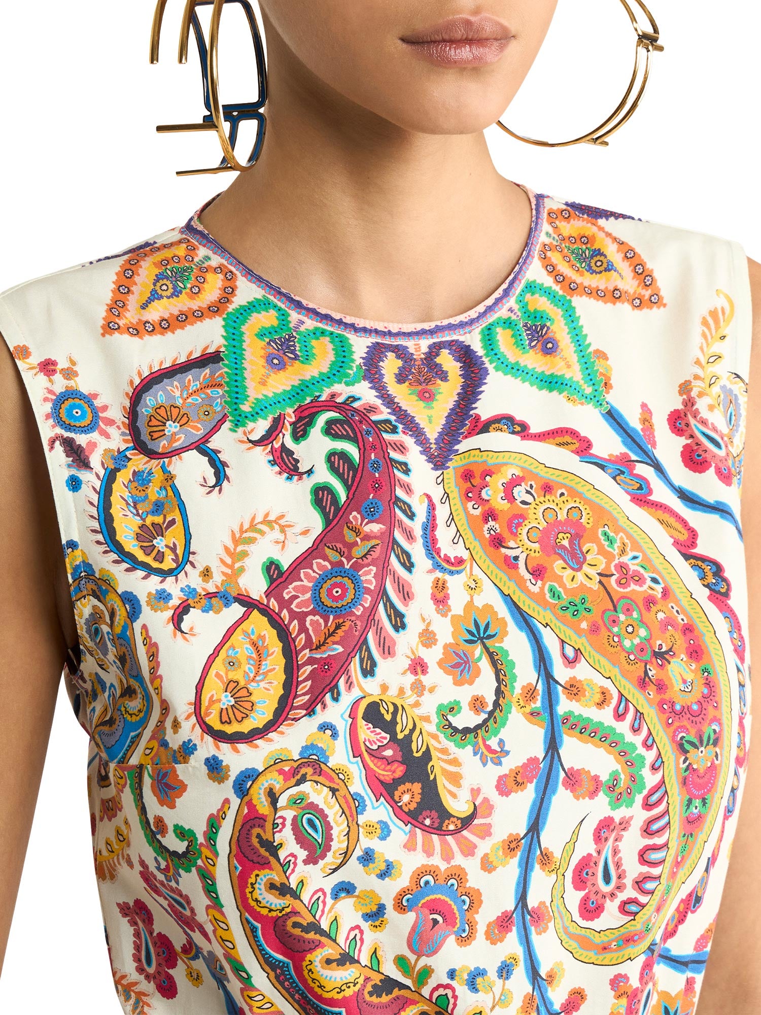 Floral Paisley A-Line Cotton Flounced Maxi Dress