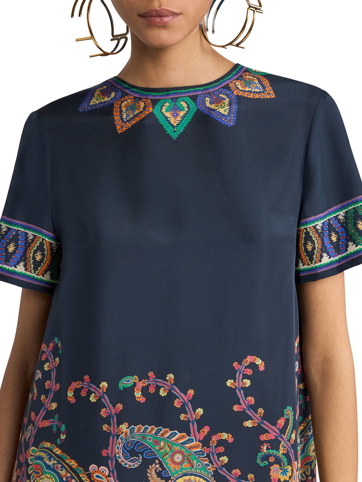 Floral Paisley Silk Mini Tunic Dress