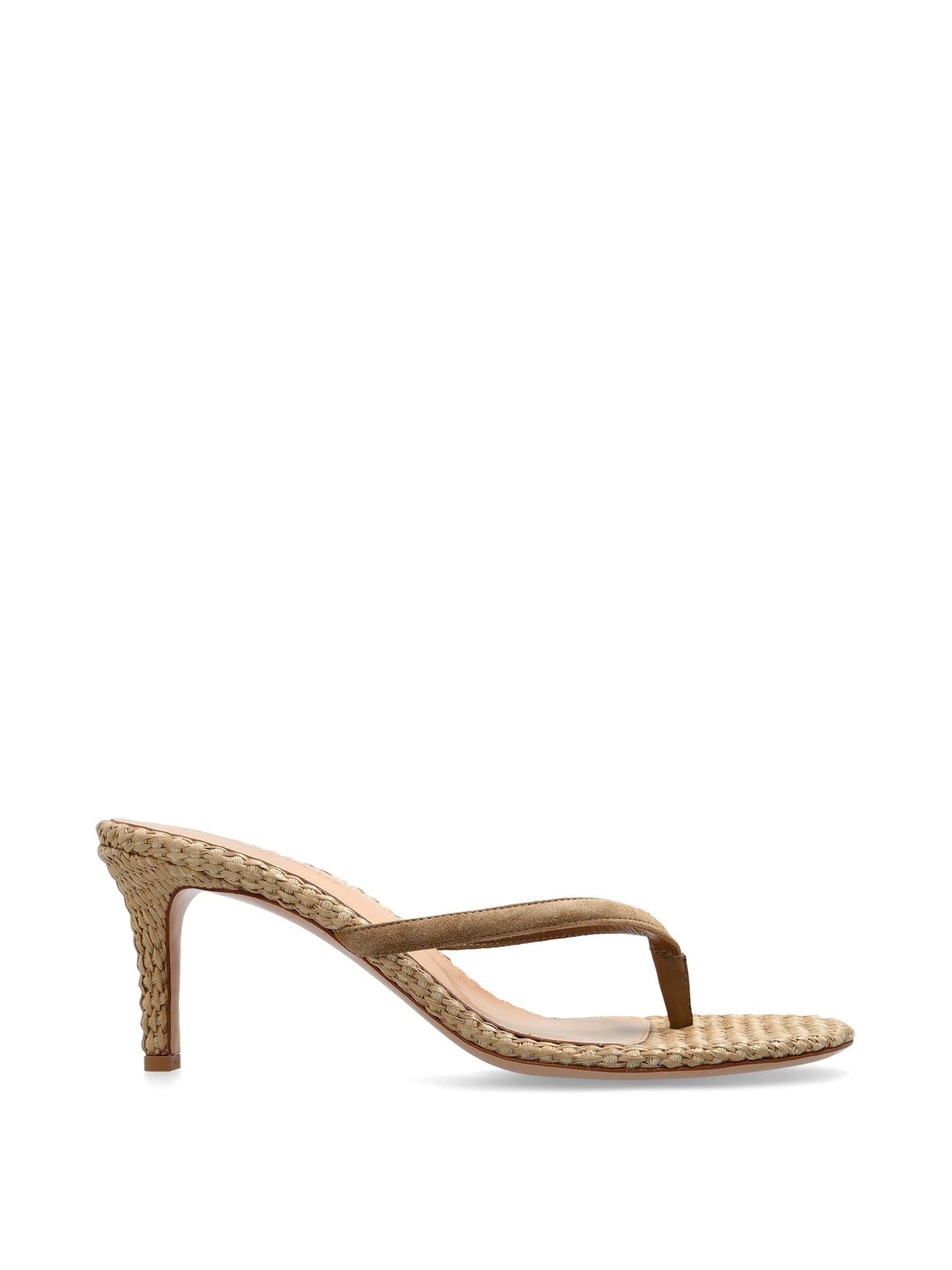 Calypso Suede and Raffia Thong Mules