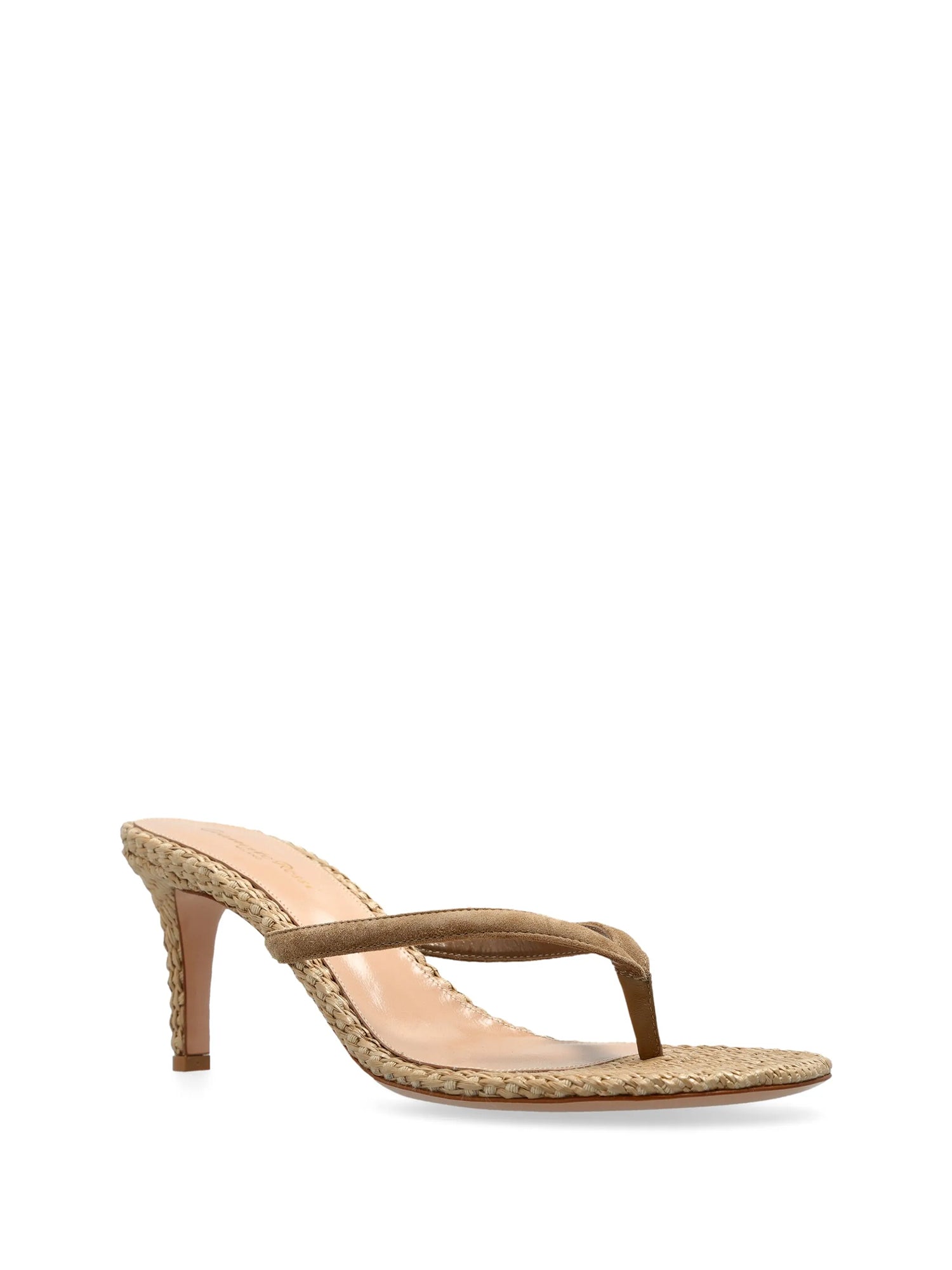 Calypso Suede and Raffia Thong Mules
