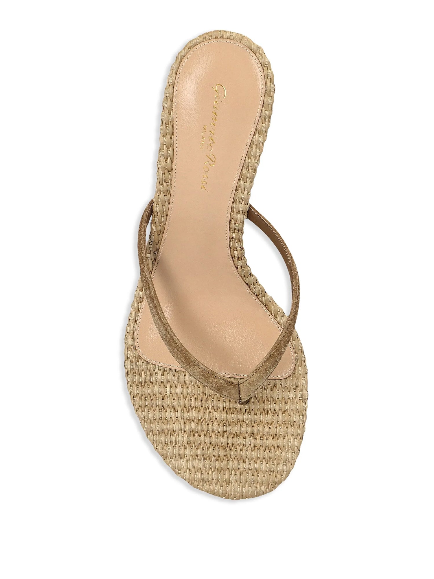 Calypso Suede and Raffia Thong Mules