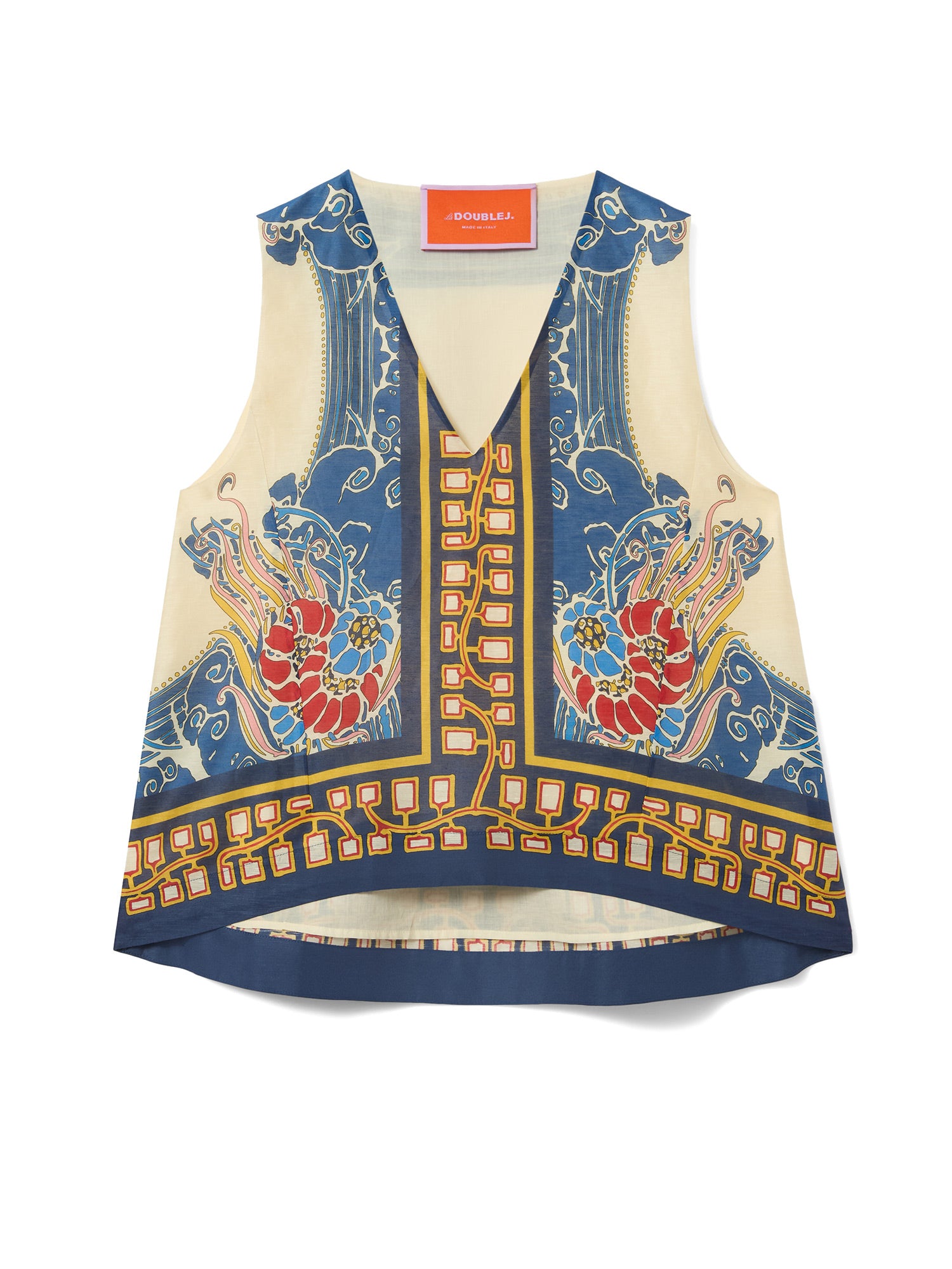 Linen Silk Organza V-Neck Scala Top